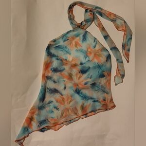NWOT Y2K Vintage Dani Women's Sheer Floral Halter Scarf Top Sz Medium